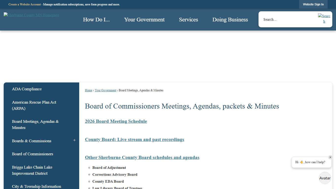 Board of Commissioners Meetings, Agendas, packets & Minutes Sherburne County, MN